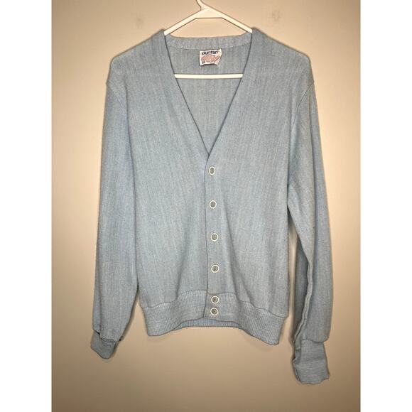 Vintage 1960s Puritan Pastel Blue Rockabilly Cobain Grunge Grandpa Cardigan M - Picture 1 of 6